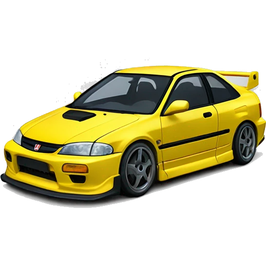 yellow Honda-Civic-EK9 with body kit , 3/4 front vi emoji