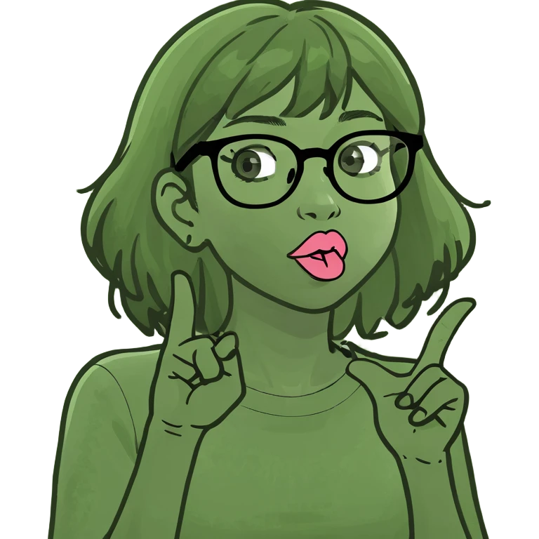 Girl with glasses blowing kiss emoji