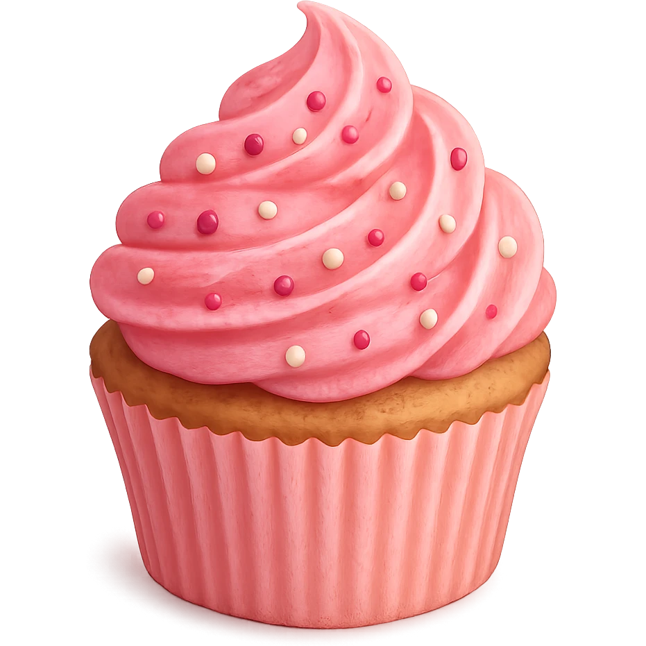 pink cupcake, digital illustration emoji