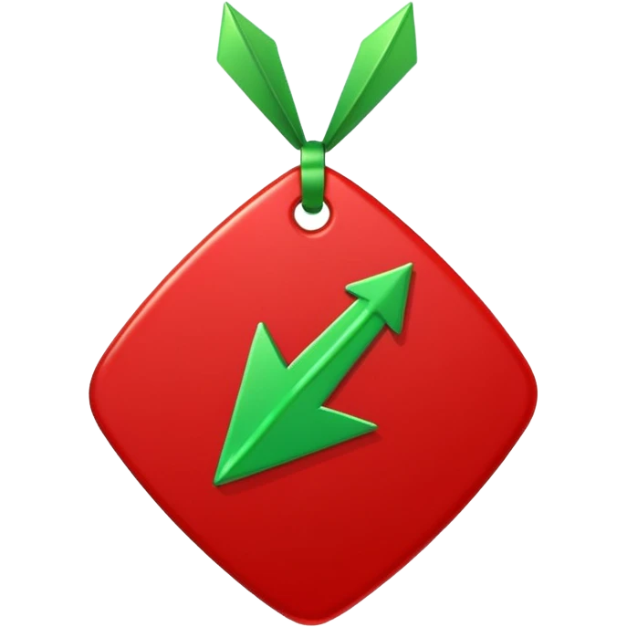 Tag vermelha com uma flecha pra cima verde do lado emoji