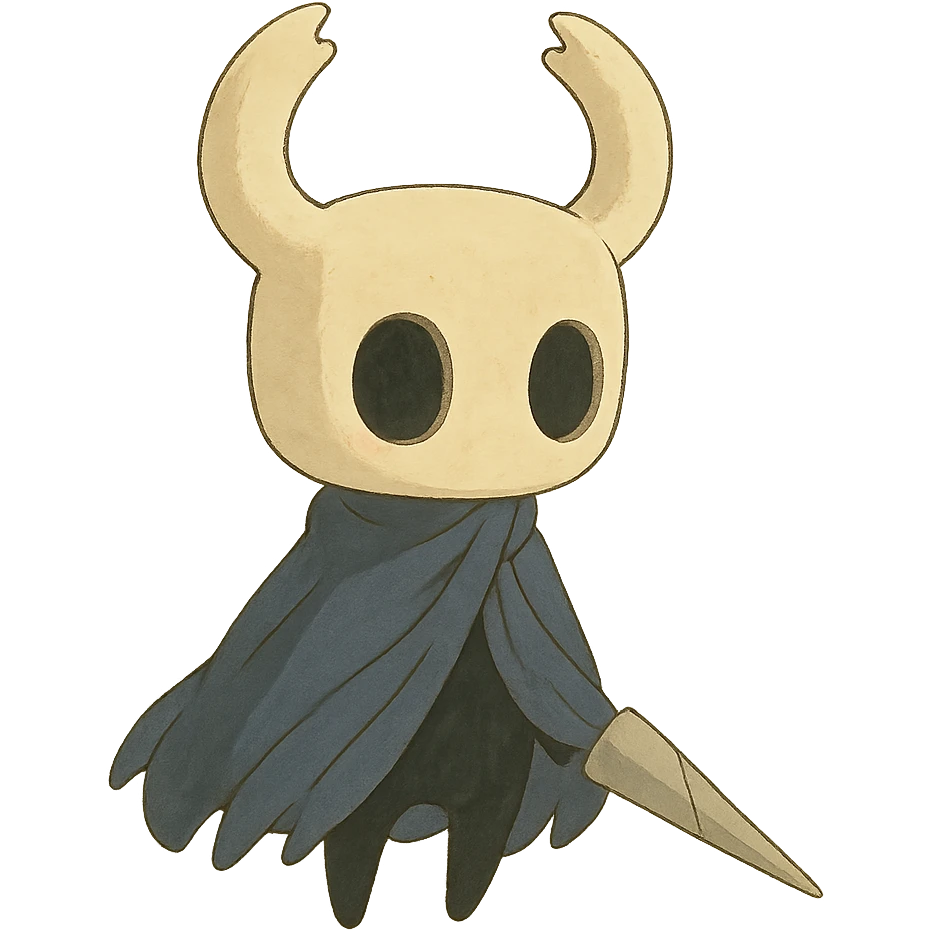 Hollow Knight character in ghibli style with soft colors emoji