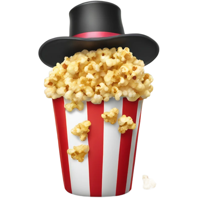 popcorn with fun hat emoji