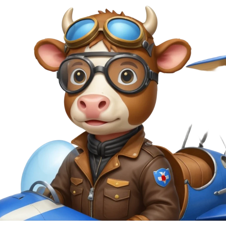  cow pilot riding blue plane emoji