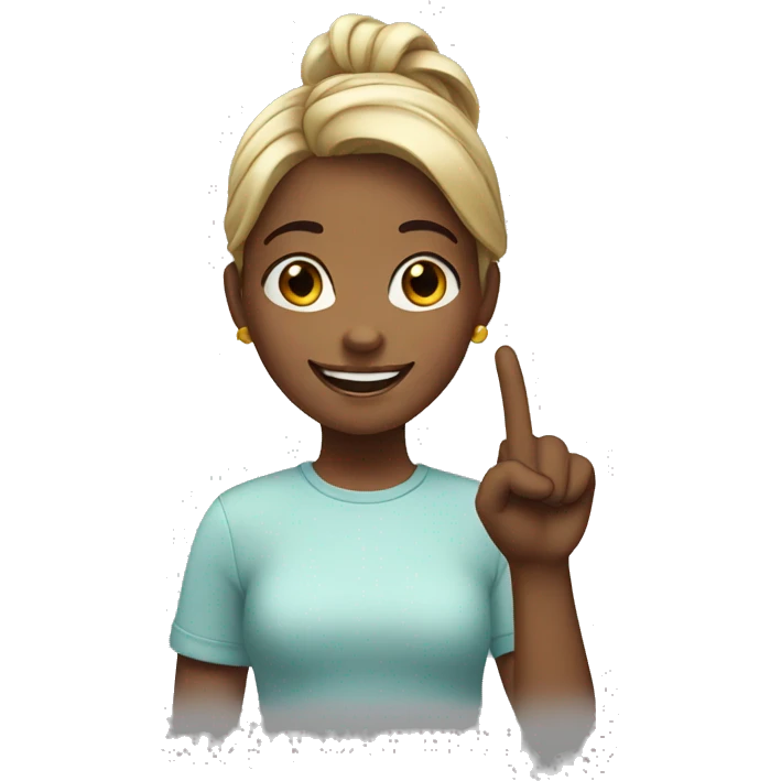 Girl one finger and smiling emoji