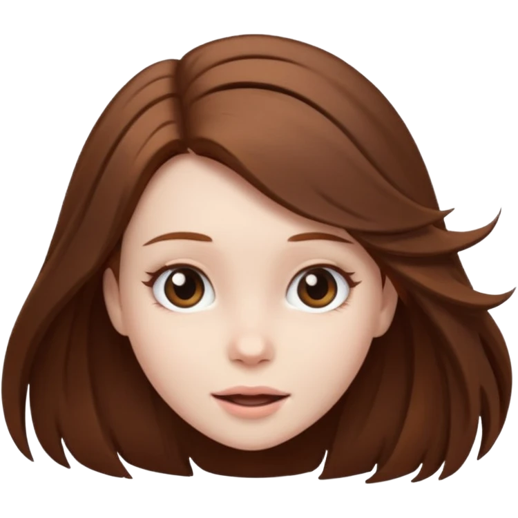 girl with brown hair and pale skin flipping their hair emoji