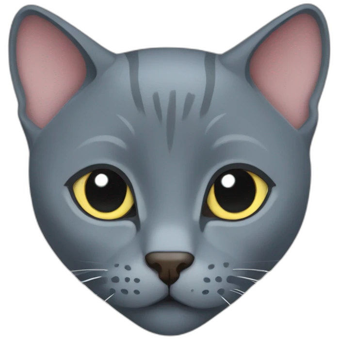 Russian blue cat with heart emoji
