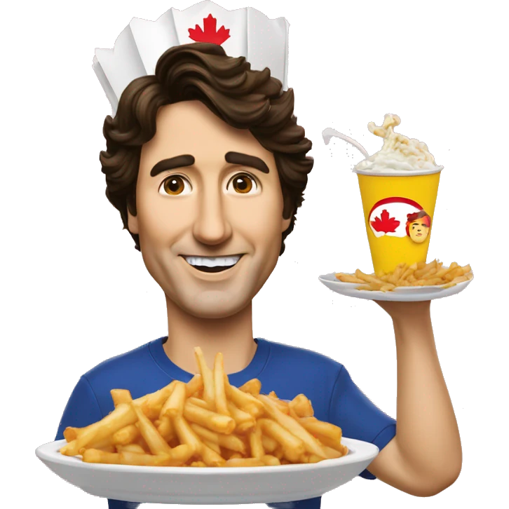 Justin trudeau mange une poutine emoji