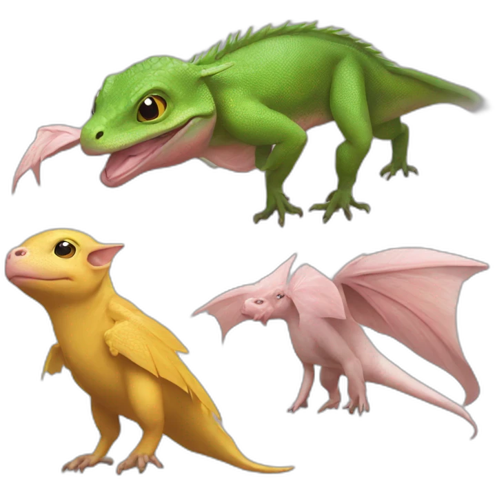 one winged lizard sordes and two piglets emoji