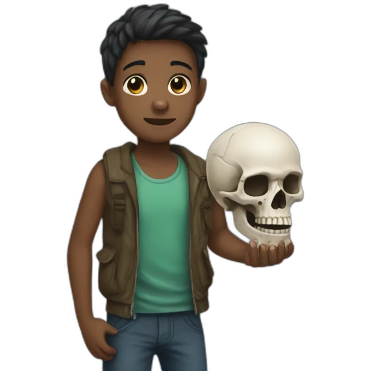 Boy with the skull in his hand emoji