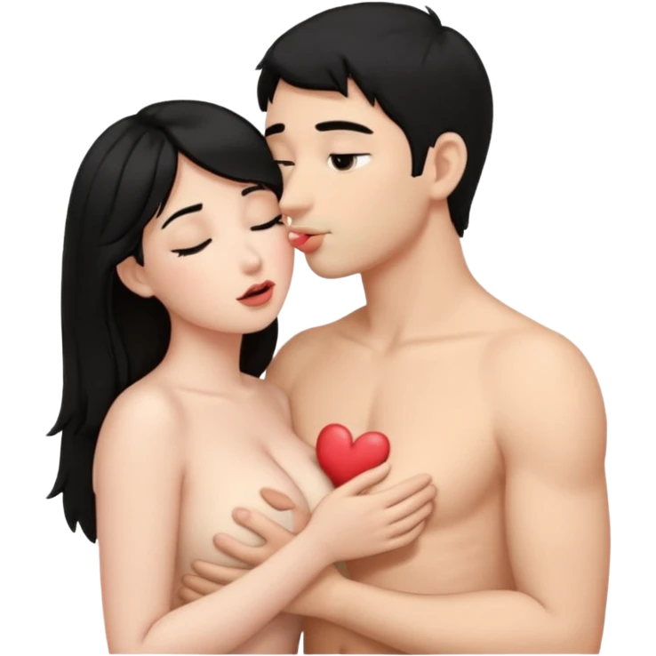 fully naked couple sex emoji man Kissing & holding boobs couple have black hair penis holding nude emoji