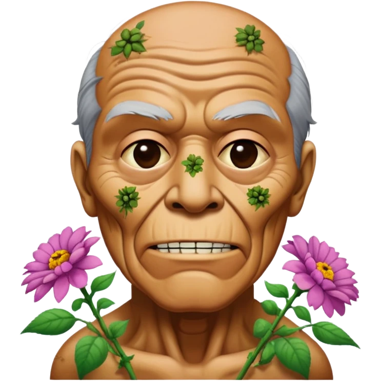 Gardener old Bob dead flowers from the toxic avenger emoji