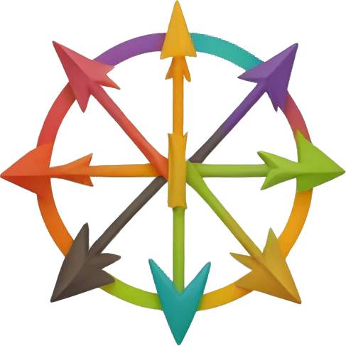 A circle formed by three arrows. Colorful. emoji