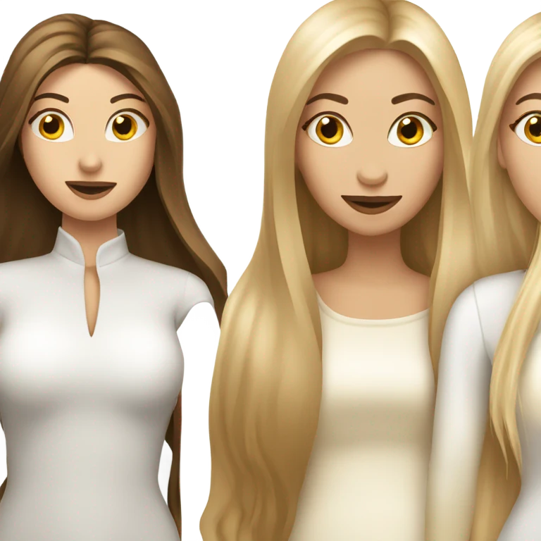 beautiful woman with long straight blonde hair kissing beautiful woman with long straight brown hair emoji
