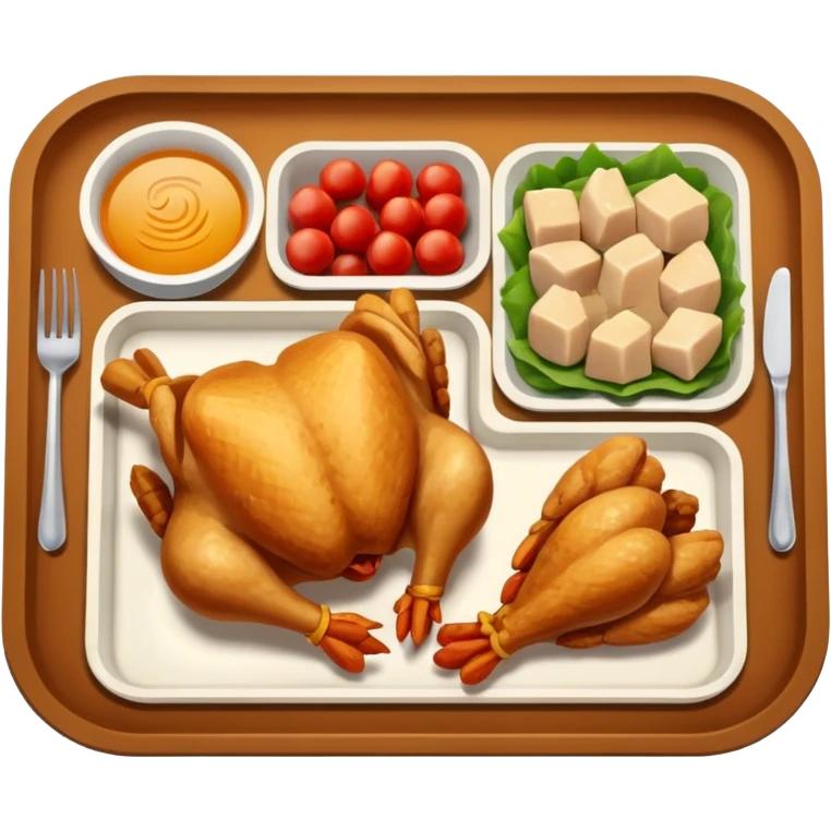 rectangle tray meal with chicken emoji