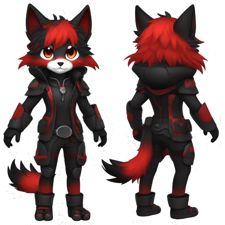 Anthro-Edgy-Cool-Dark-Black-Red-Contrast-Colors-Fantasy-Fur-Sona-Chibi-Shiny-Fakémon-Hybrid full body emoji