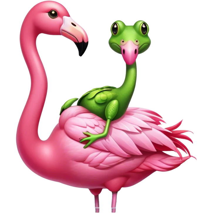 Frog riding a flamingo  emoji
