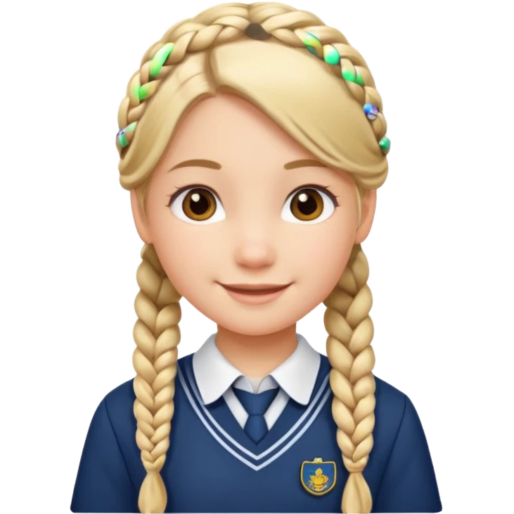student, braid hair girl kid, school uniform emoji