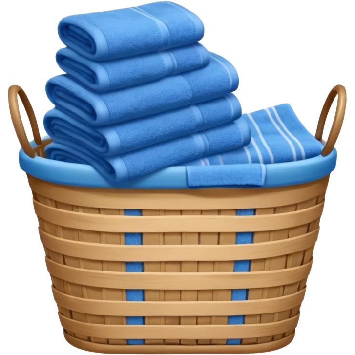 laundry basket with blue towels emoji