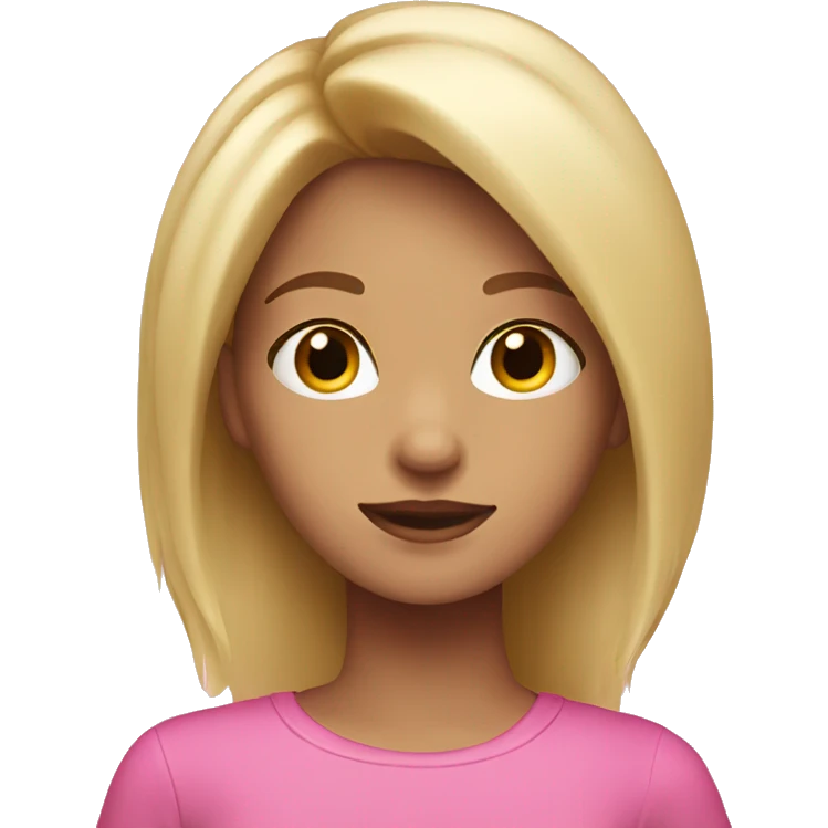 girl with blonde hair and brown eyes wearing pink  emoji
