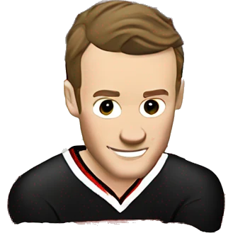 Jonathan Toews laying on a rainbow cake emoji