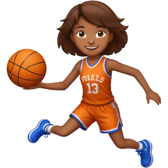 bouncing basketball to a girl emoji
