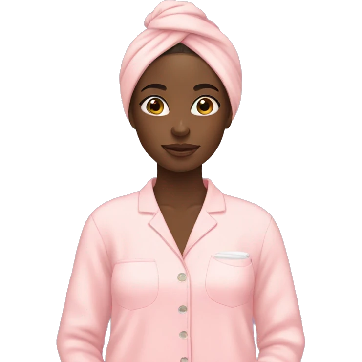 Black girl doing skincare with pjs on emoji