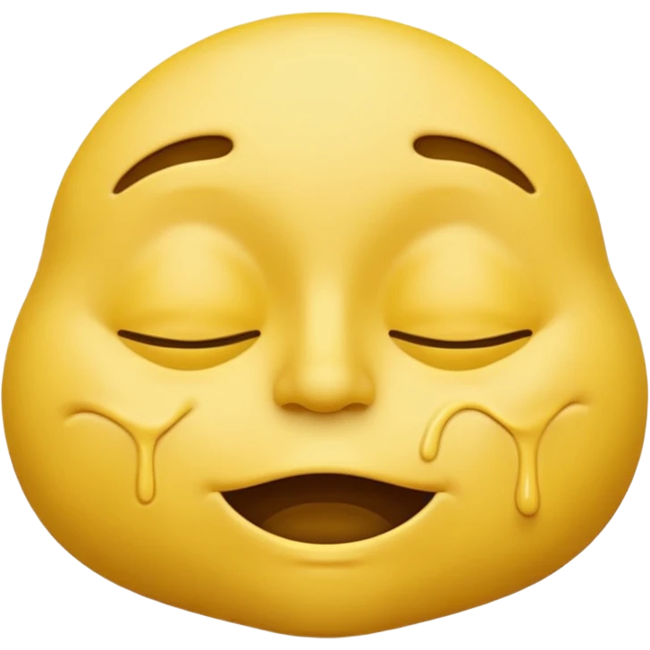 iOS-style 3D classic yellow emoji: drowsy yellow face with half-closed eyes, messy mouth, and slightly tilted head, conveying just-woke-up grogginess emoji