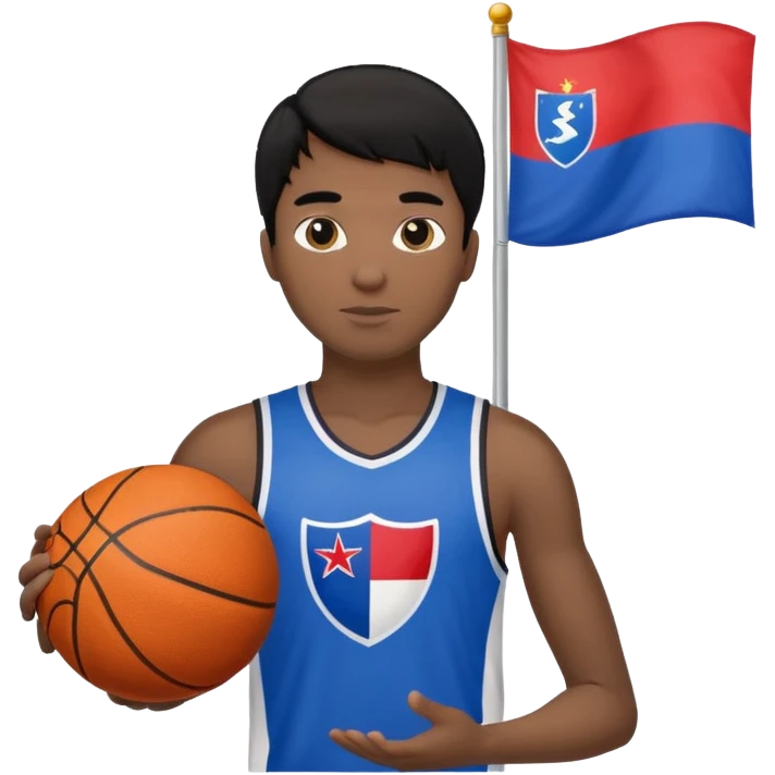 light black skin guy black hair in one hand basketball ball and in othe slovenian flag emoji