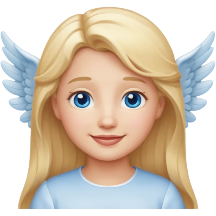 angel emoji blonde hair, blue eyes and smiling emoji