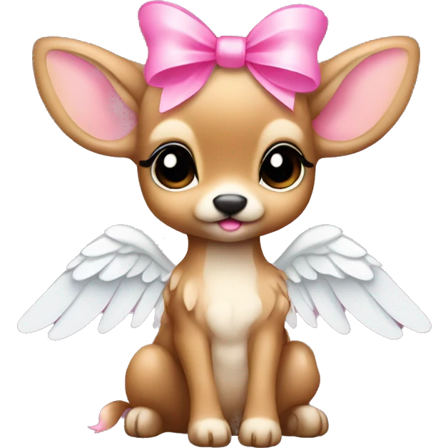 Baby fawn with pink bow and angel wings emoji