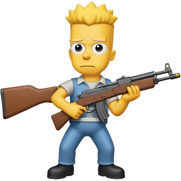 Bart simson qui tien une kalash et ki tire en l'air  emoji