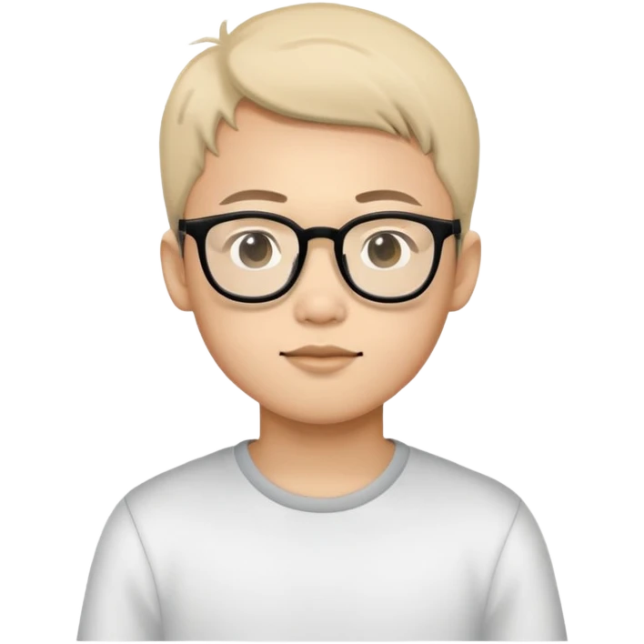 Thin Asian boy with black glasses emoji