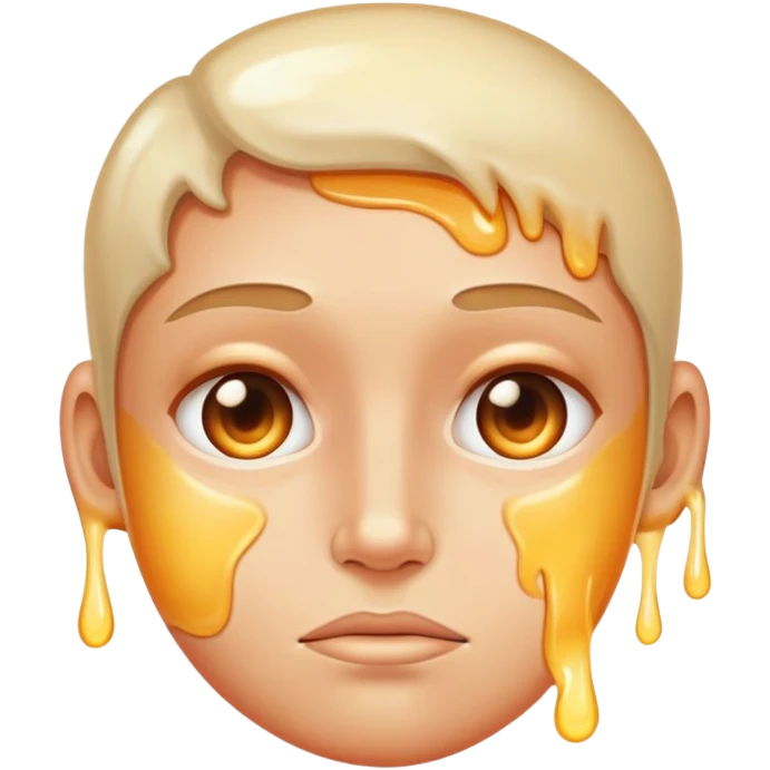 face with excessive oily shiny skin, unhealthy glow, greasy emoji