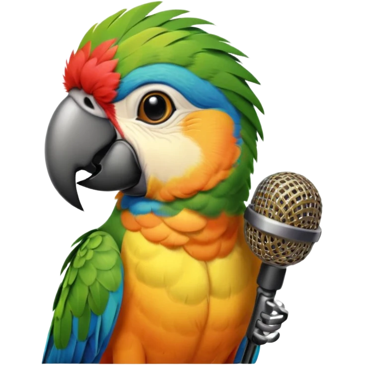 Parrot speaking into mic emoji