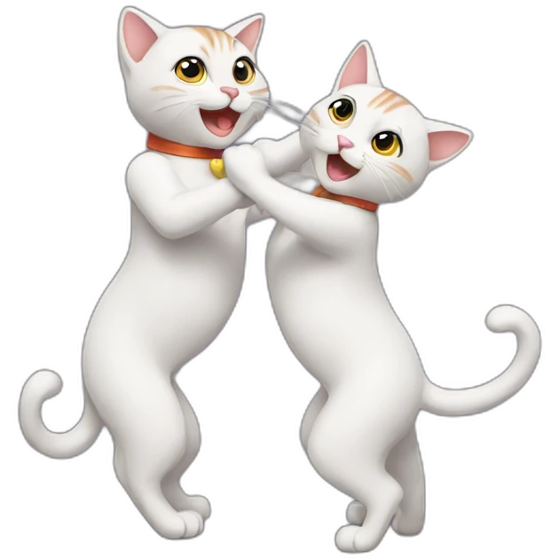 Couple of cats dancing tango emoji