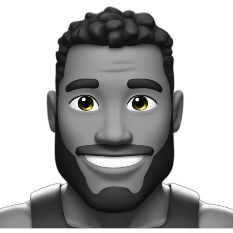 Giga Chad smiling black and white musculation meme a little from profile emoji