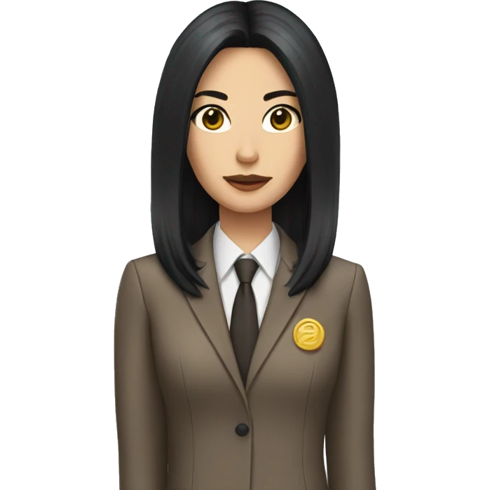 Female defense attorney with long black hair with brown suit emoji