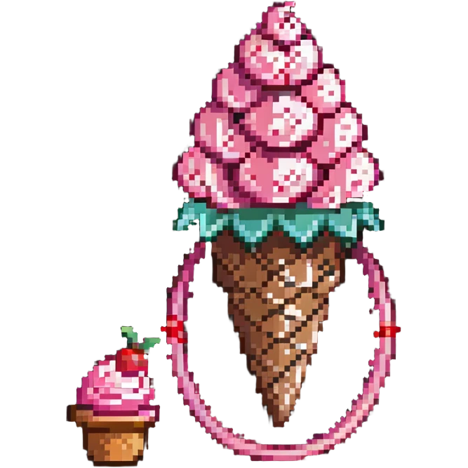 ice cream cone with pink ice cream and a red hula hoop circling it emoji