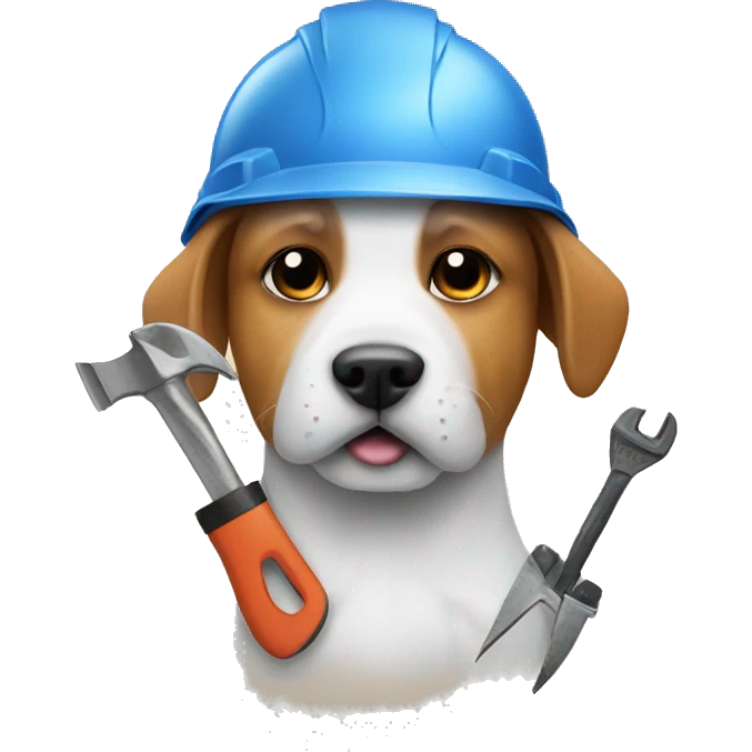 Dog with helmet and some tools emoji