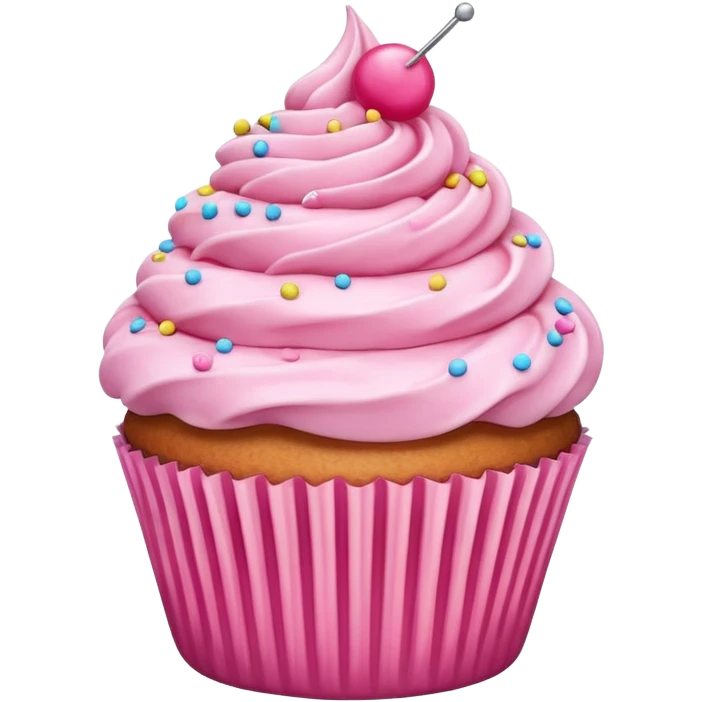 A cupcake with pink icing emoji