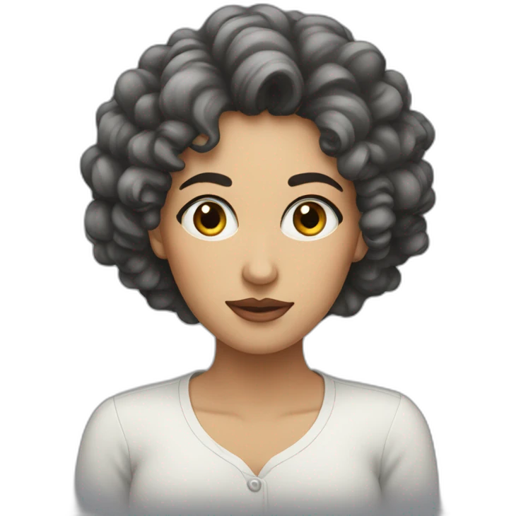a woman with black curly eye rolling emoji