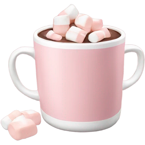 Light Pink mug of hot chocolate with marshmallows  emoji