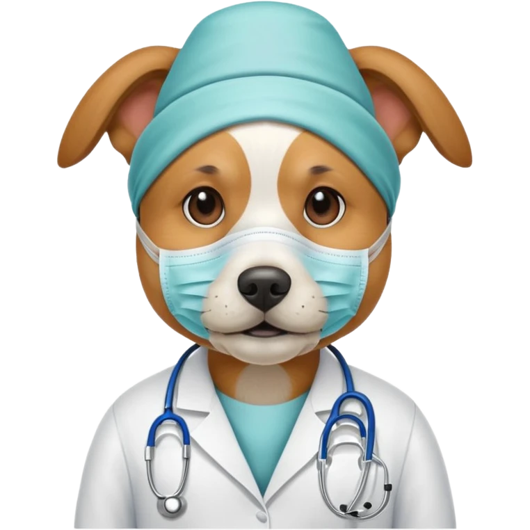 doctor dog wearing medical mask emoji