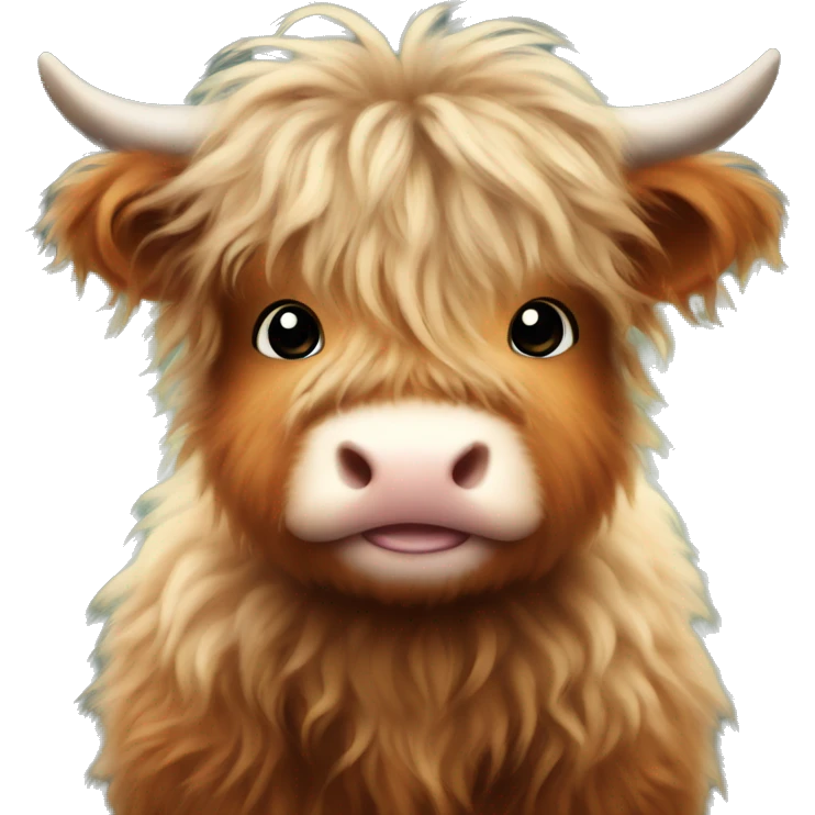 Cute Fluffy Highland cow baby emoji