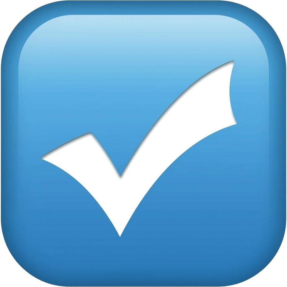 make an emoji thet ther is ablu sqwere and in this will be  a whait chekmark emoji