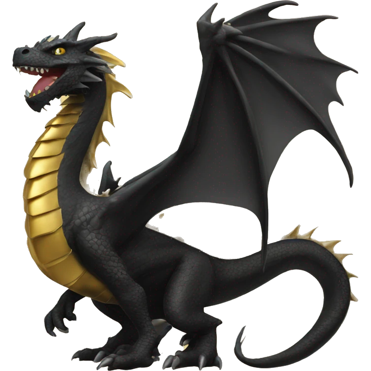 Big black dragon with small gold dragon next to it emoji