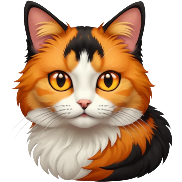 A calico cat with half its face ginger and the other half black emoji