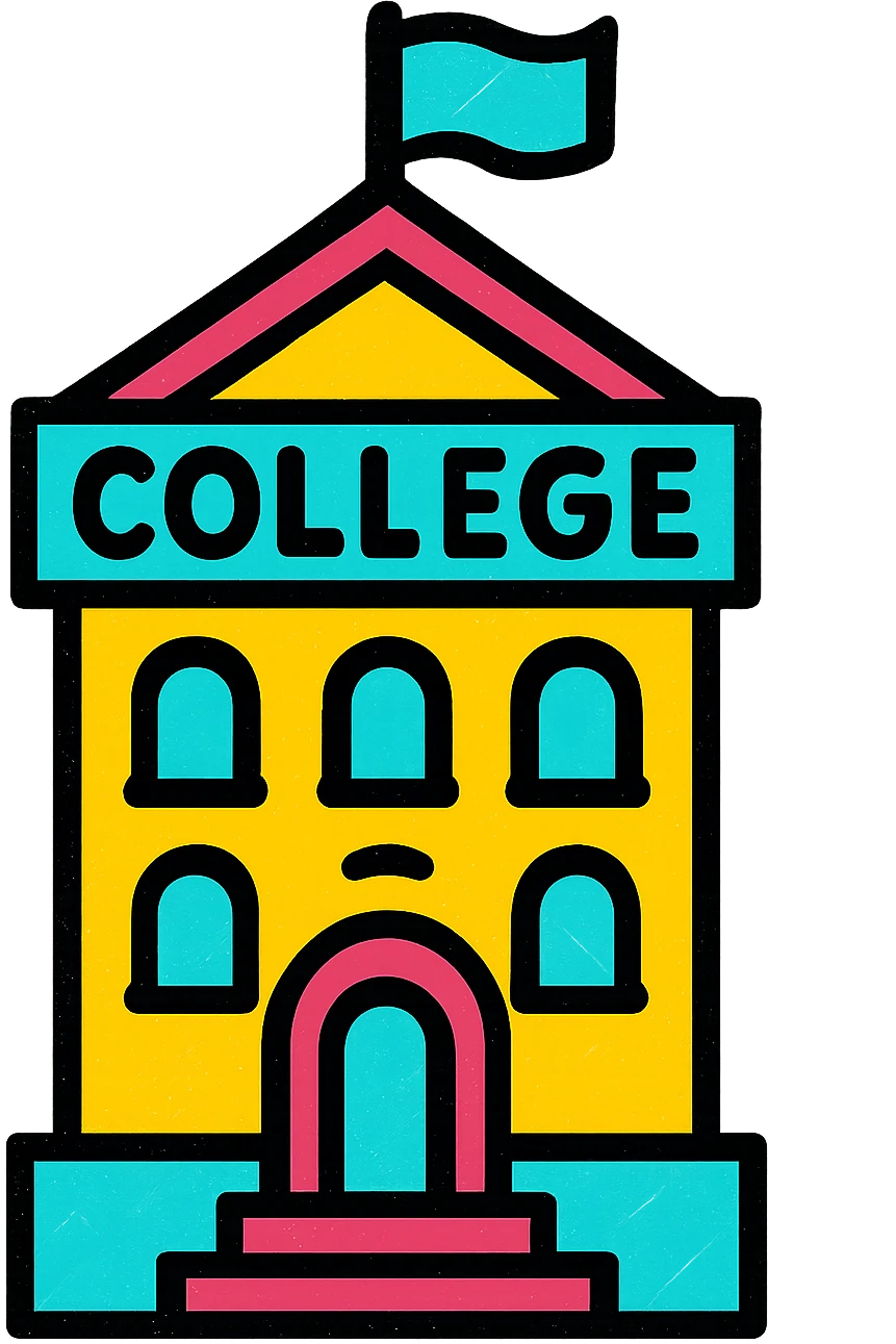 college building, professional style, green gold and white color scheme, bold and clear, suitable for digital use emoji