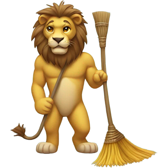 A lion with a broom emoji