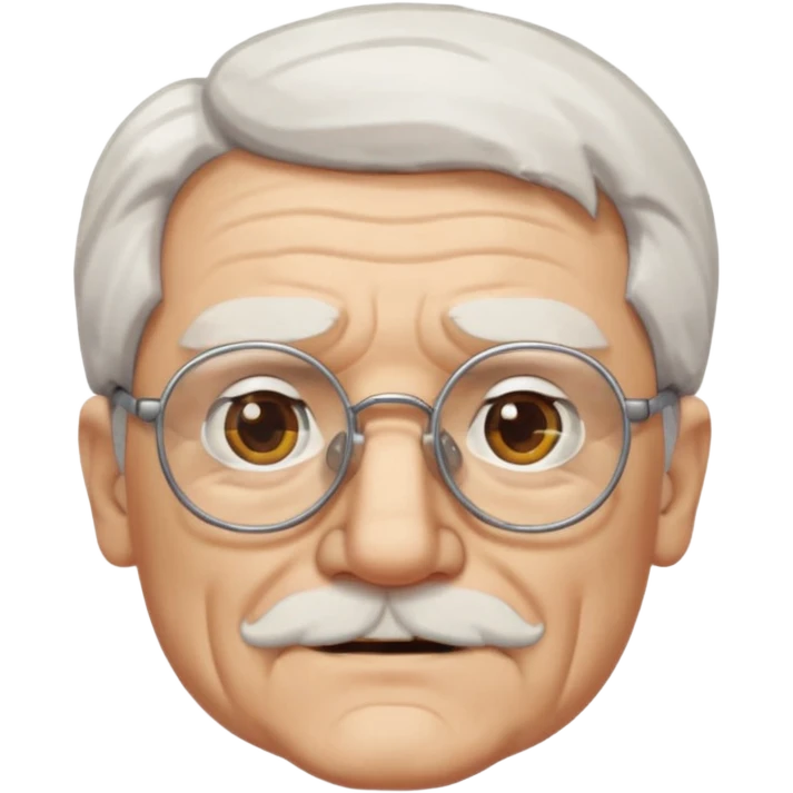 old guy, white hair, blocky face, glasses soul patch emoji